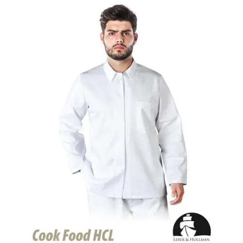 Bluza ochronna medyczna z długim rękawem, zapinana biała LH-FOOD+JBU
